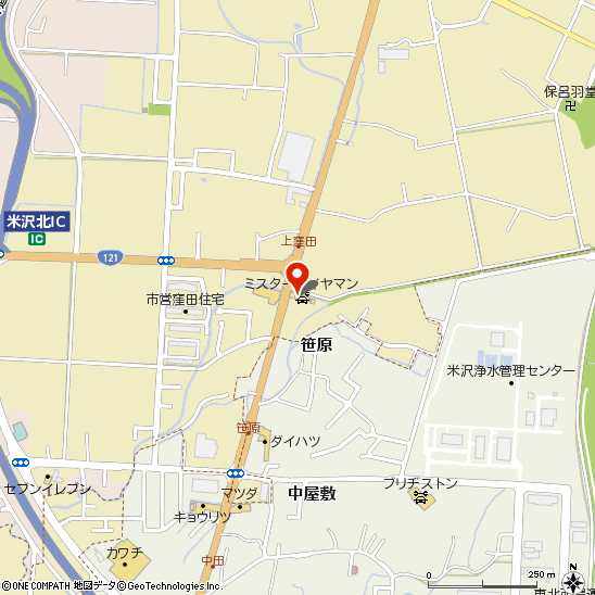 ミスタータイヤマン 米沢北インター店付近の地図